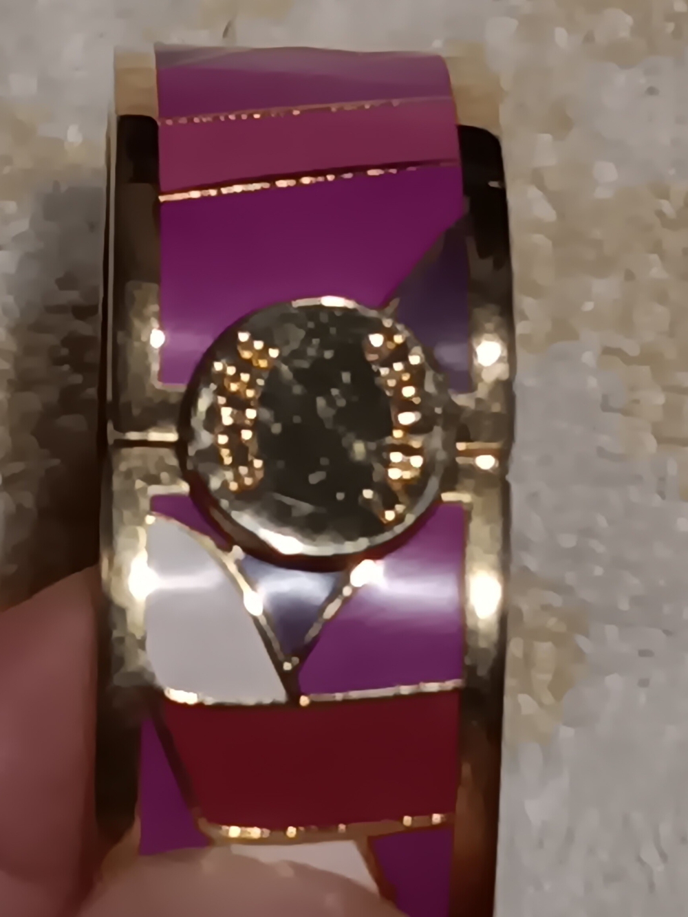 Estee Lauder Gold-Tone Bracelet with Purple, Pink & White Enamel